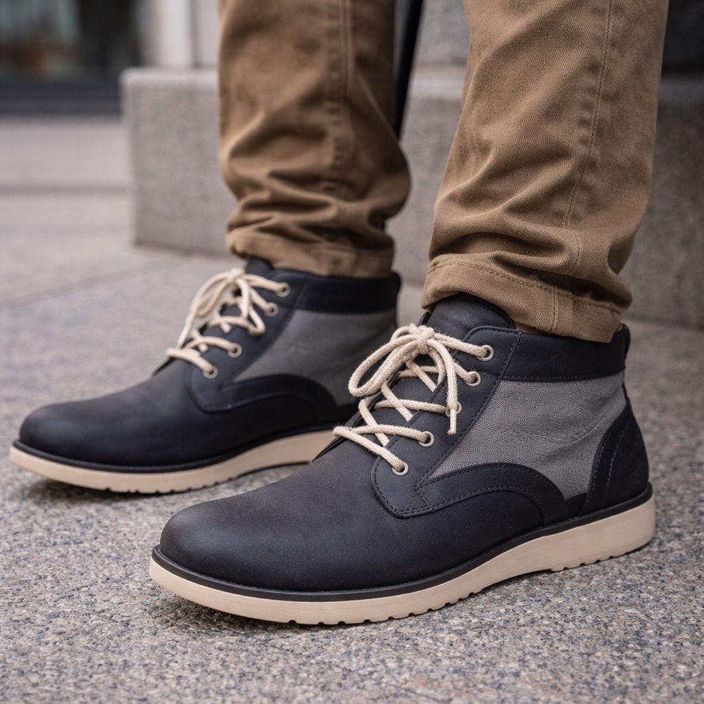 UGG Men’s Leather Canvas Lace Up Chukka Boots Size 11.